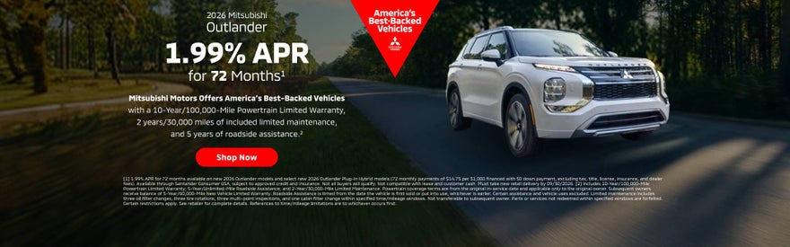 2026 Mitsubishi Outlander 1.99% APR for 72 Months